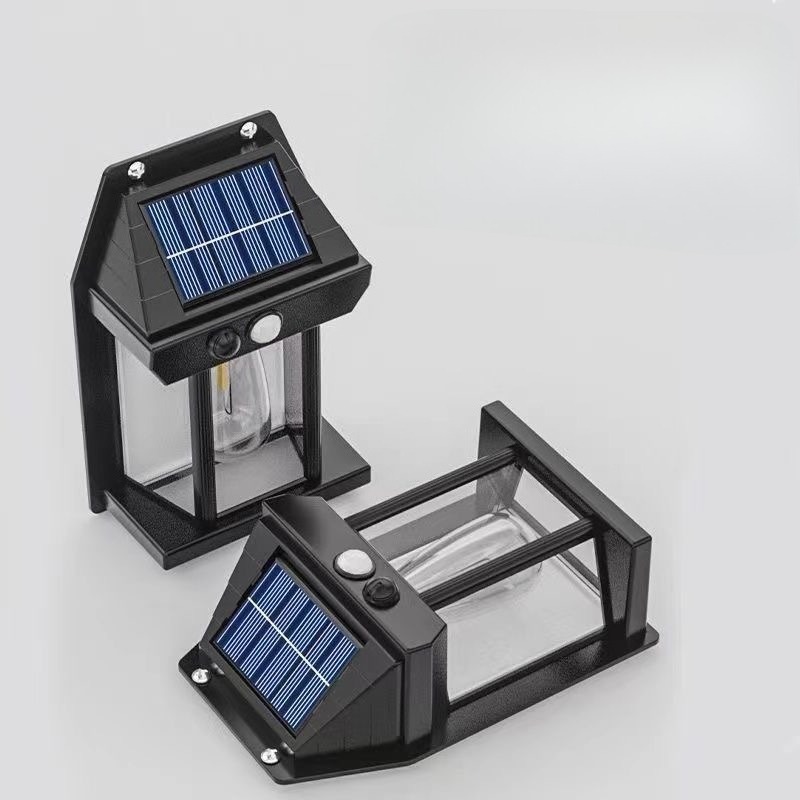Home Security Yard Sensors - ไฟติดผนังพลังงานแสงอาทิตย์สำหรับภายนอกอาคาร ไฟสวนวิลล่า โคมไฟกลางคืนขนาดเล็ก ใช้ในบ้าน พร้อมเซ็นเซอร์ตรวจจับความเคลื่อนไหว กันน้ำ