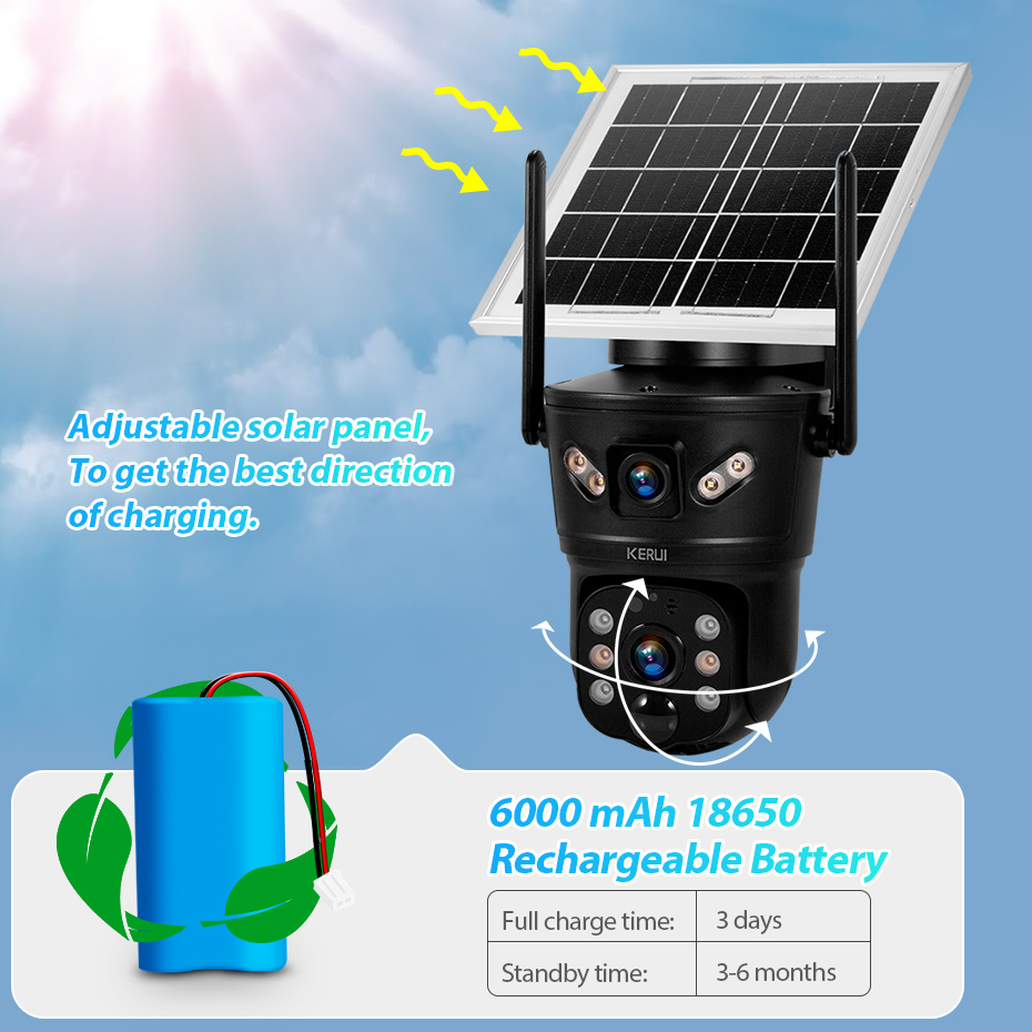 Alarm Siren Outdoor - กล้องวงจรปิด KERUI 6MP 4G SIM WiFi