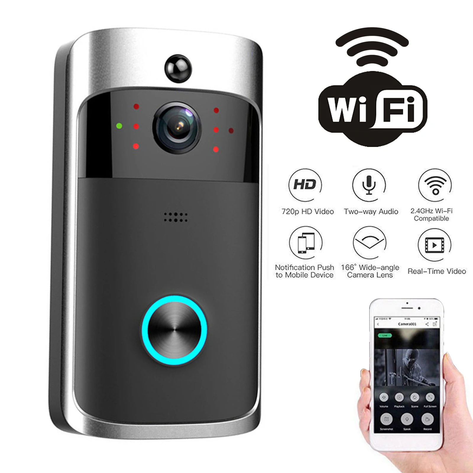 Home Security Doorbell Camera - กริ่งประตูวิดีโอไร้สายรุ่นใหม่ V5 ปี 2026 ความละเอียด 1080P