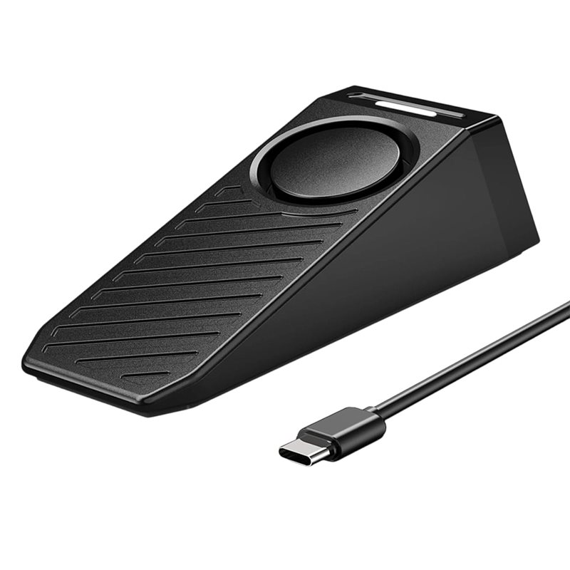 Door Wedge Alarm - AB34-Door Stop Alarm, Door Stop, สัญญาณเตือนประตูแบบชาร์จไฟได้พร้อมฐานซิลิโคนกันลื่นแบบพกพา