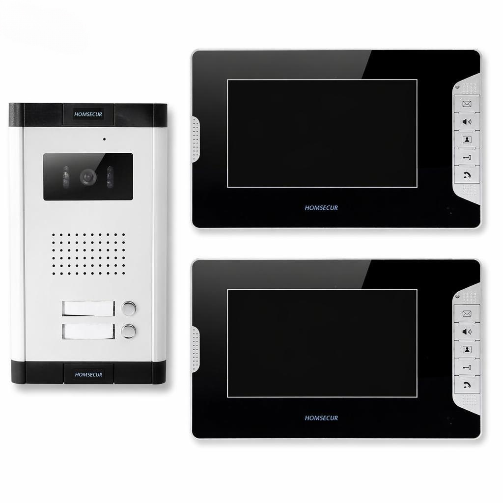 Home Security Video Cameras - ระบบอินเตอร์คอมวิดีโอแบบ 4 สาย 2 ครอบครัว พร้อมจอภาพ