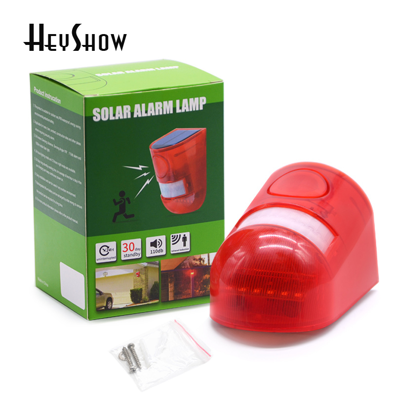 Home Security Yard Sensors - เซ็นเซอร์ตรวจจับการเคลื่อนไหวพลังงานแสงอาทิตย์อินฟราเรดแบบพกพา, ไซเรน110dB, เสียงไฟแฟลชและไฟสำหรับบ้าน, สนาม, ระบบเตือนภัยรักษาความปลอดภัยกลางแจ้ง