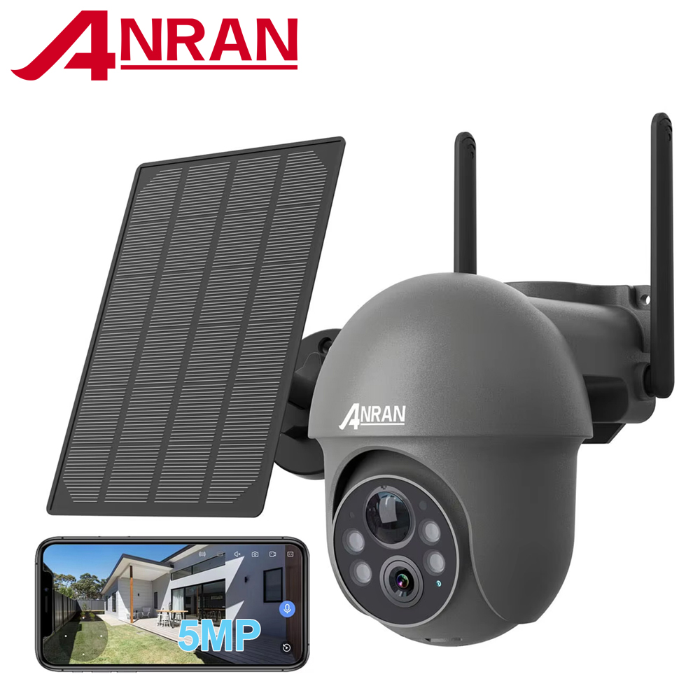 Home Security Cameras Wireless - ANRAN 2K WiFi กล้อง 3/5MP แผงพลังงานแสงอาทิตย์แบตเตอรี่กล้องฟรี