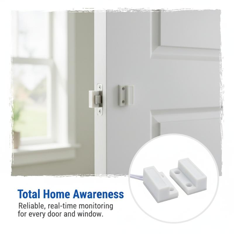 Home Security Yard Sensors - เซ็นเซอร์แม่เหล็กตรวจจับประตูหน้าต่างแบบมีสาย 1 ชุด ชิ้นส่วนกันขโมยแบบทนฝนและแดด สำหรับระบบรักษาความปลอดภัยประตูบ้าน ลานบ้าน