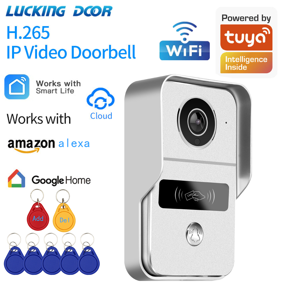 Home Security Doorbell Camera - Tuyaสมาร์ท 1080Pกล้องWiFiไร้สายIR HD VideoประตูBellโทรศัพท์Intercomพร้อมRJ45 POEอุปกรณ์เสริมล็อคปลดล็อคโมดูล