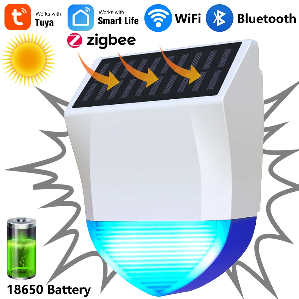 Alarm Siren Outdoor - Tuya สมาร์ทสําหรับ Zigbee/Wifi ไซเรนกันน้ํากลางแจ้งพลังงานแสงอาทิตย์และแหล่งจ่ายไฟ USB อุปกรณ์เสริม
