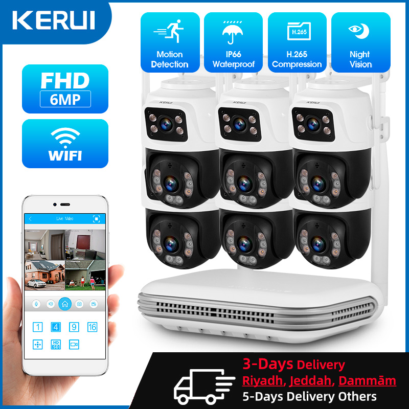 Home Security Cameras Wireless - KERUI กันน้ํา 6MP HD ไร้สาย Dual