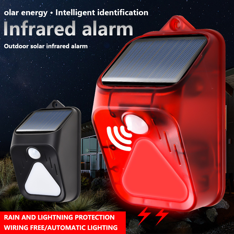 Home Security Yard Sensors - กันน้ําพลังงานแสงอาทิตย์นาฬิกาปลุกไซเรนรีโมทคอนโทรล Motion Sensor Detector Strobe Alarm