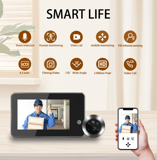 Home Security Cameras Wireless - กริ่งประตูอัจฉริยะ Tuya Smartlife WiFi ขนาด 4.3