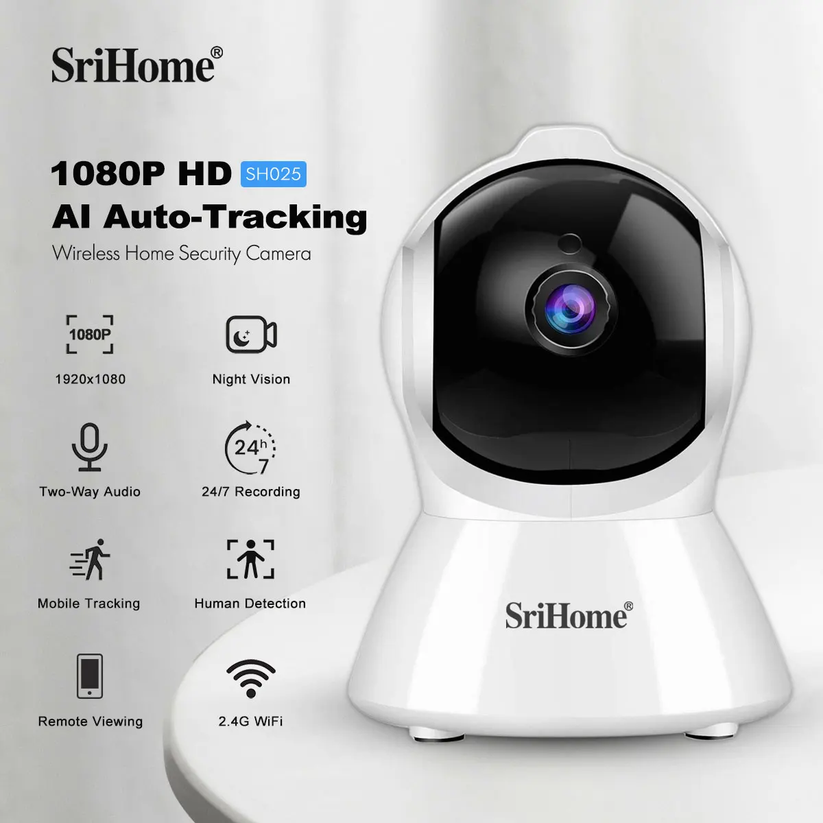 Home Security No Subscription - กล้องวงจรปิด Srihome SH025 WiFi กล้อง IP