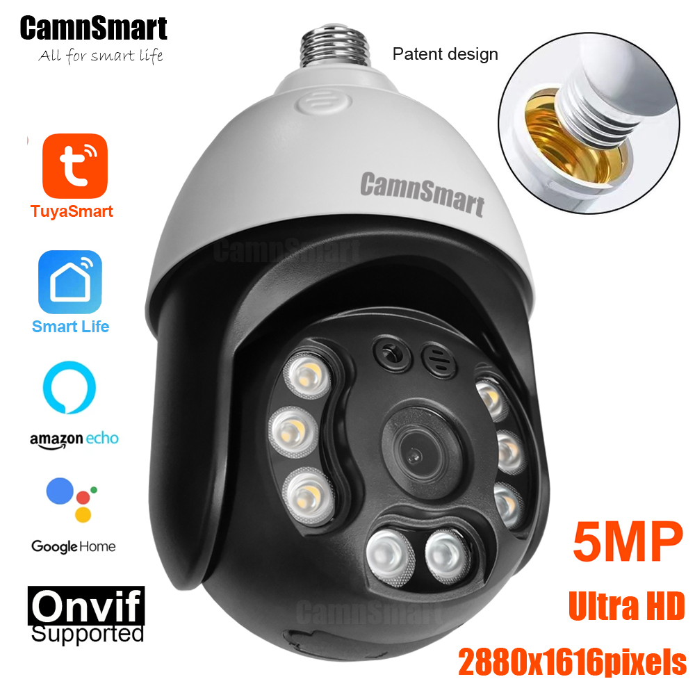 Home Security Lidar - Camnsmart Tuya 5MP Alexa WiFi หลอดไฟกล้อง
