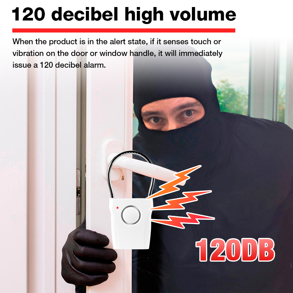 Door Wedge Alarm - สัญญาณเตือนมือจับประตู 120dB พร้อมการตั้งค่าที่ปรับได้อุปกรณ์เตือนความปลอดภัยประตูสําหรับหน้าต่างประตูสําหรับการป้องกันตัวเองของโรงแรมท่องเที่ยว
