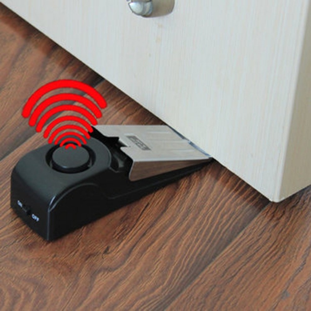 Door Wedge Alarm - ระบบป้องกันการโจรกรรม125 dB ระบบรักษาความปลอดภัยของบ้านที่กั้นกั้นประตูรูปลิ่มสัญญาณเตือนบล็อกการดรอปชิป
