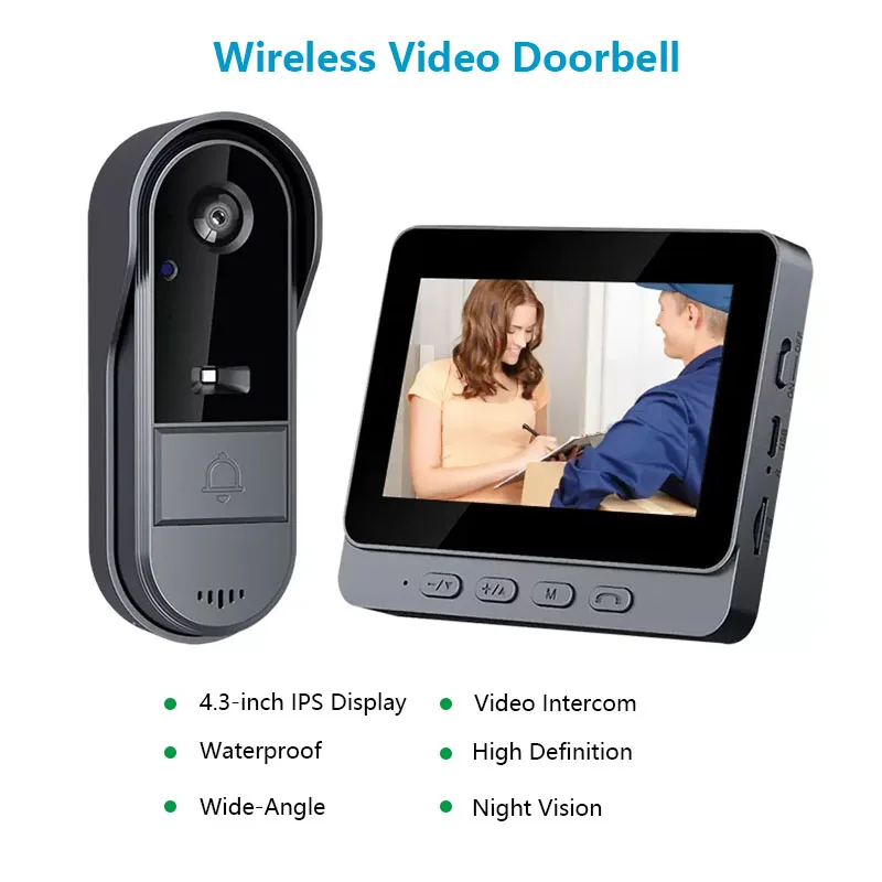 Home Security Doorbell Camera - ออดอินเตอร์คอมไร้สายกลางแจ้ง กล้องวงจรปิดวิดีโอ HD LPS พร้อมระบบมองเห็นในเวลากลางคืน กล้องวงจรปิดอัจฉริยะสำหรับบ้าน