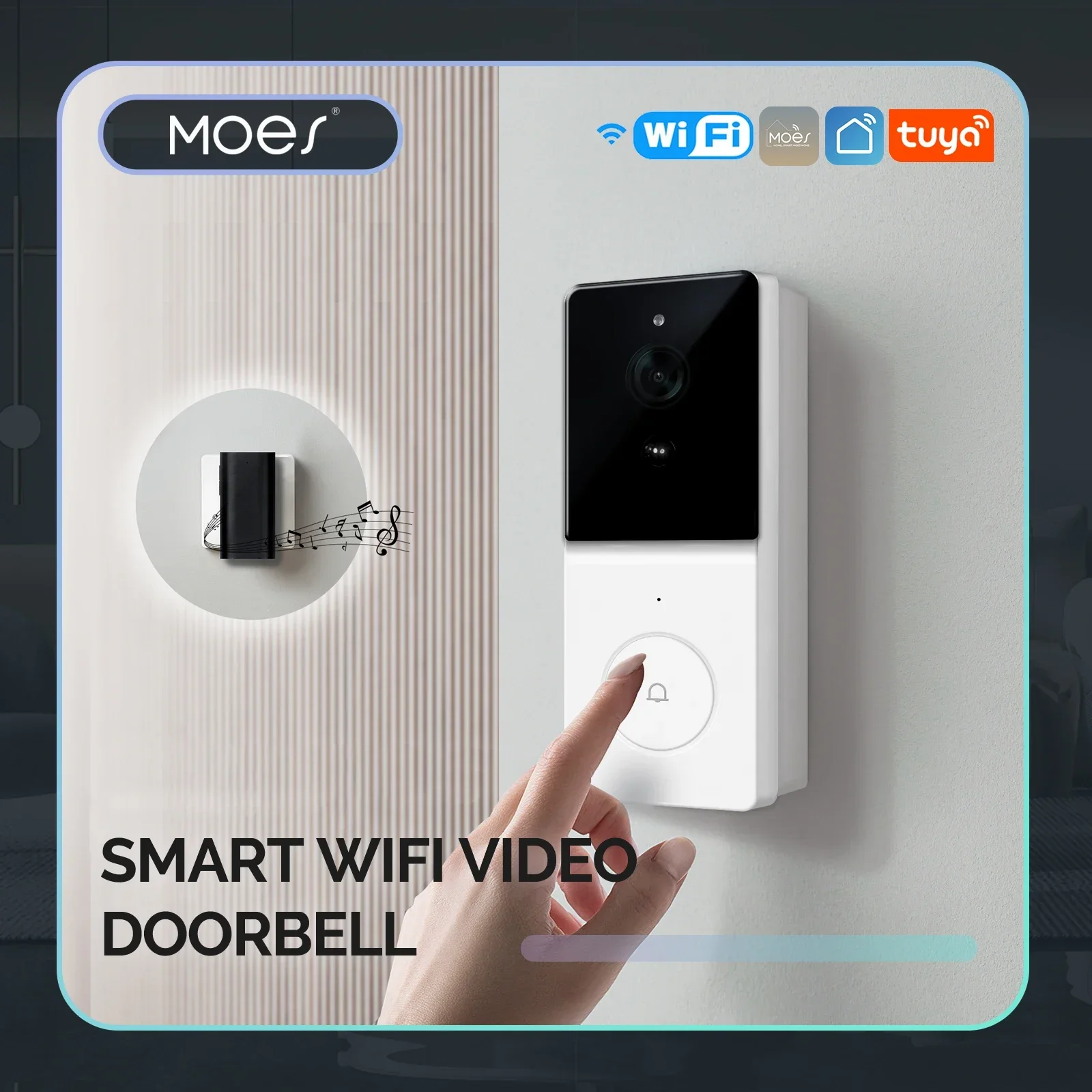 Home Security Doorbell Camera - MOES Tuya กล้องออดวิดีโออัจฉริยะ WiFi พร้อมอินเตอร์คอมเสียง 2