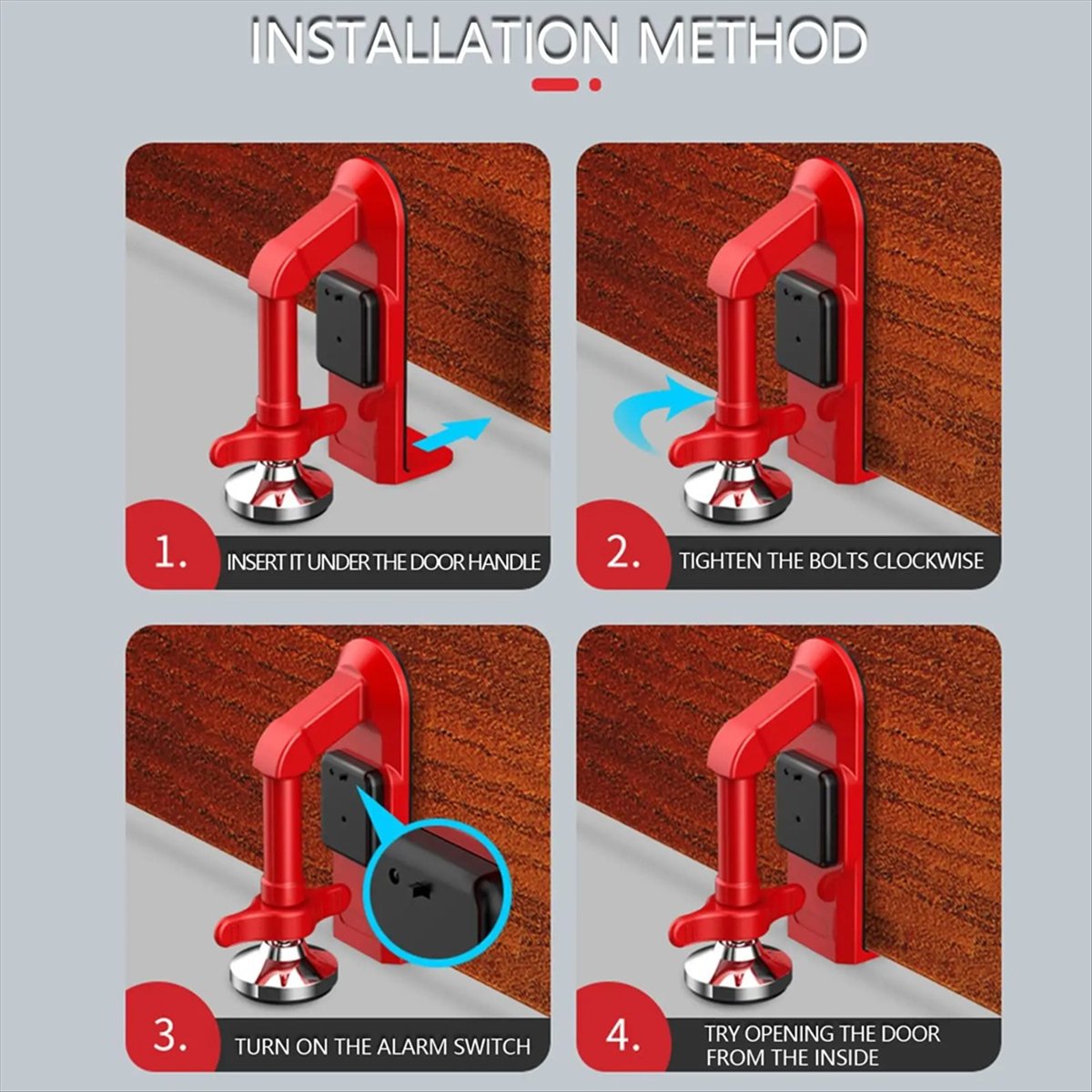 ตัวกั้นประตูแบบพกพาพร้อมสัญญาณ - Door Wedge Alarm บทวิจารณ์และราคา