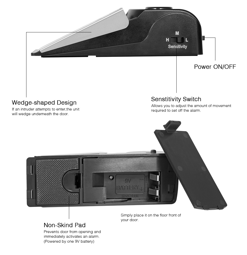 สัญญาณกันขโมยไร้สายสำหรับประตู - Door Wedge Alarm บทวิจารณ์และราคา
